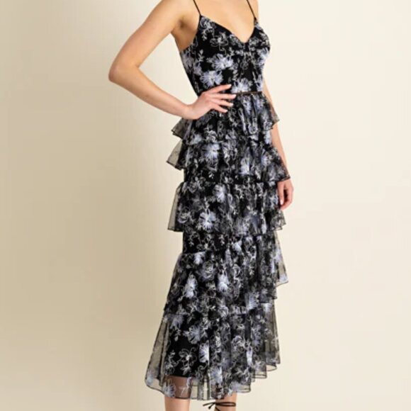 MONIQUE LHUILLIER - FLORAL MIDI DRESS - NWT - Picture 4 of 5